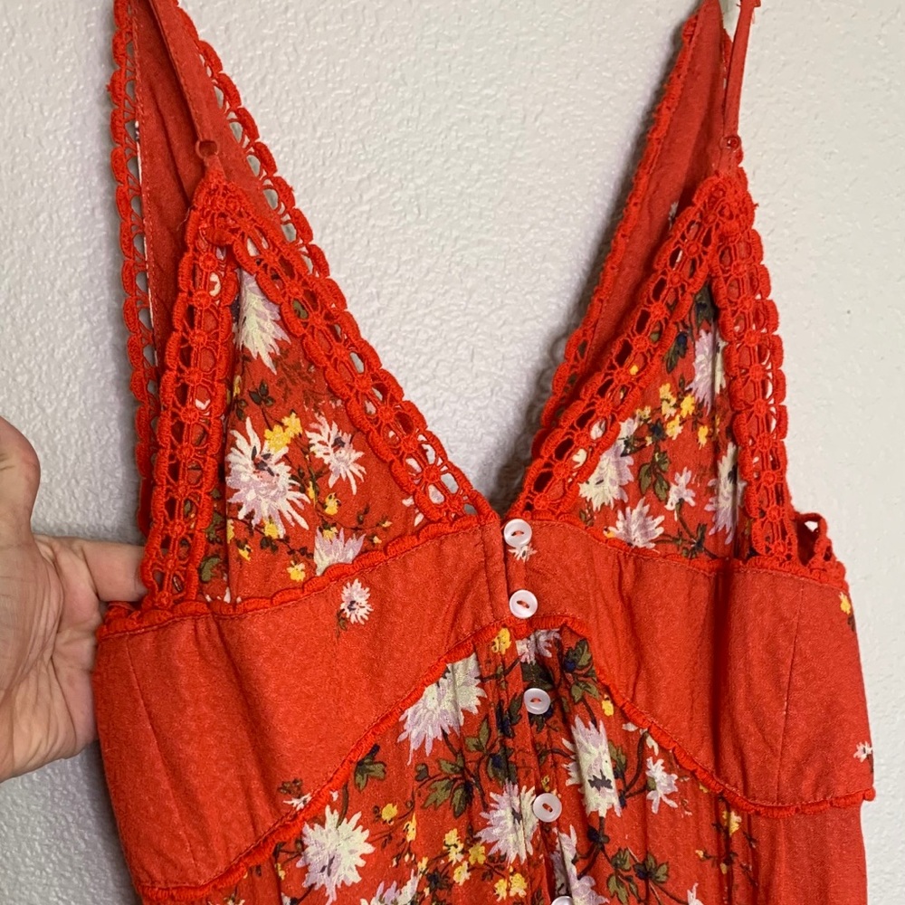 Free People Paradise Printed Maxi Dress in Red New - Picture 6 of 8